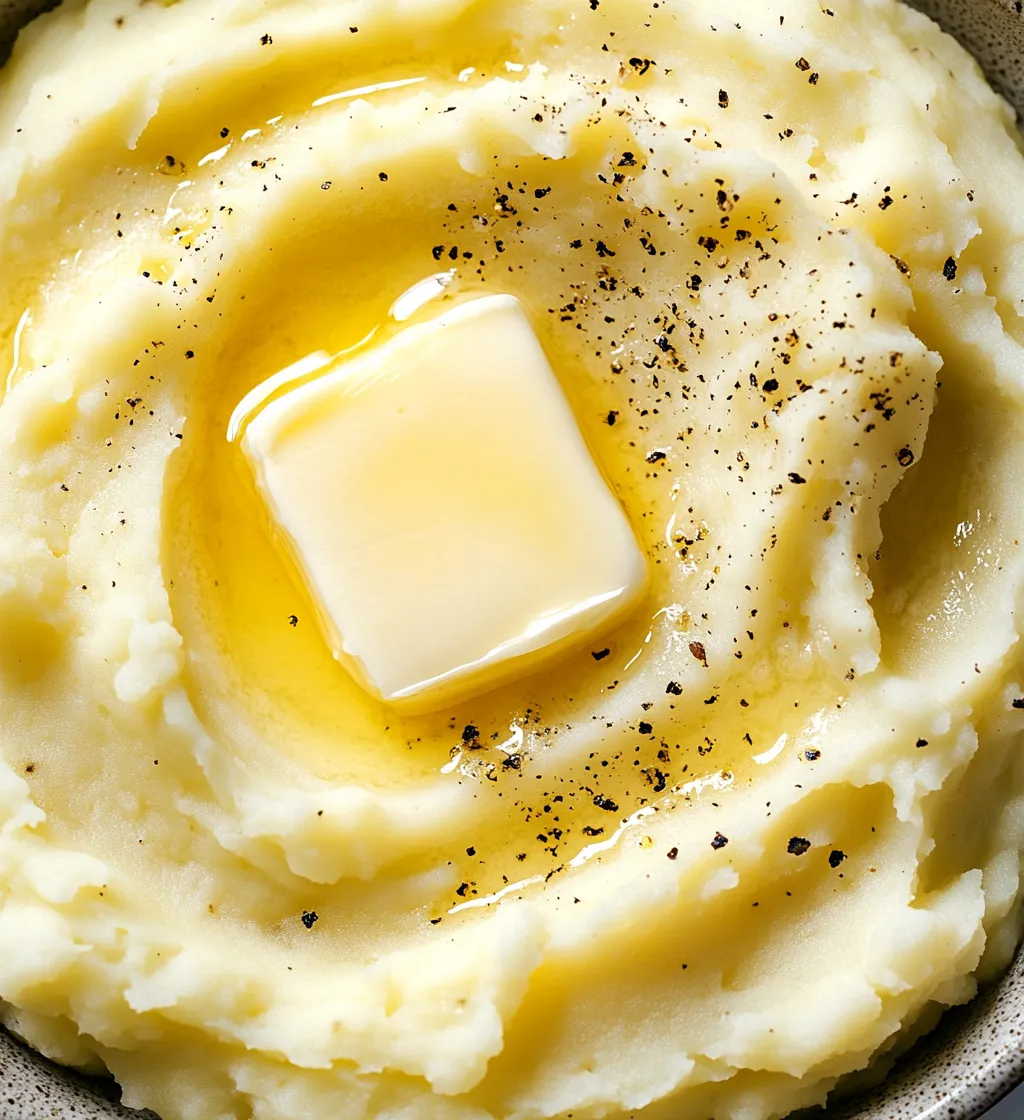 A bowl of mashed potatoes with butter on top.