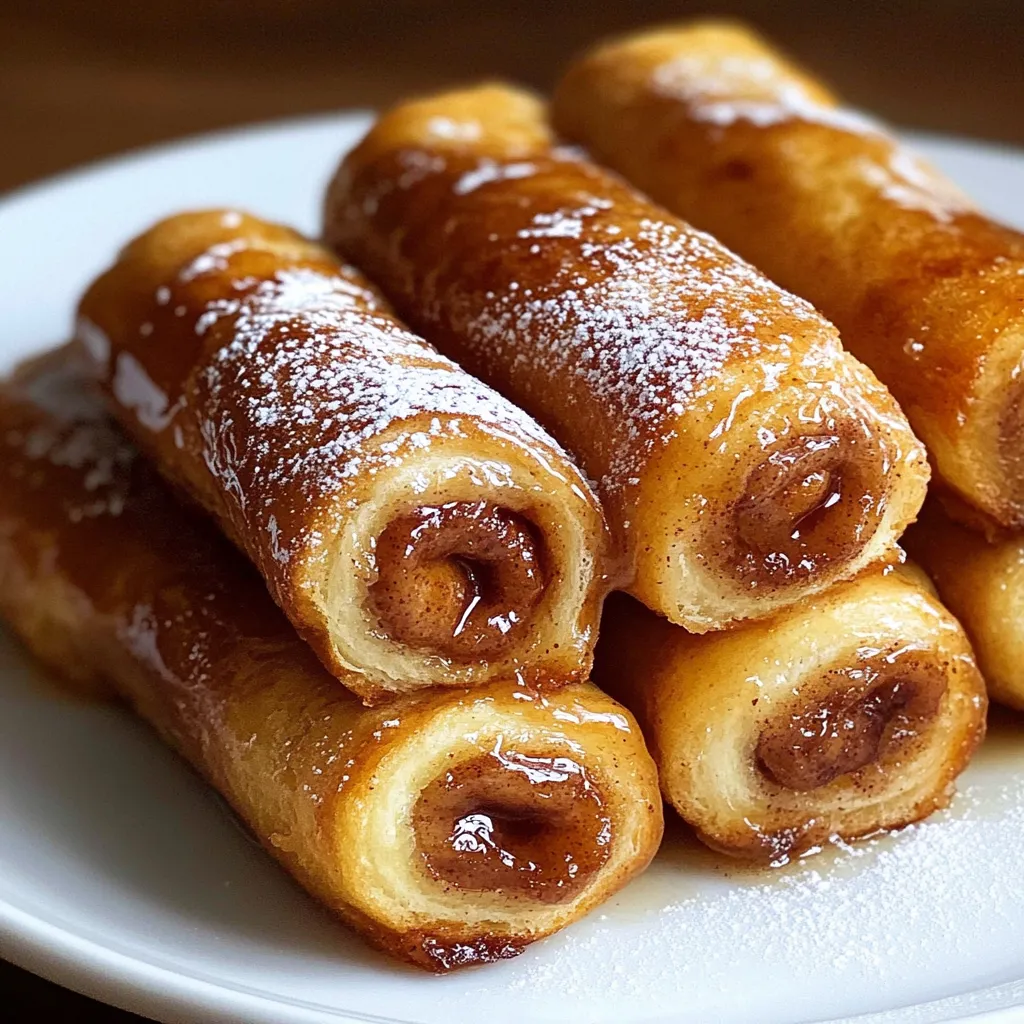 A plate of cinnamon french toast roll-ups.