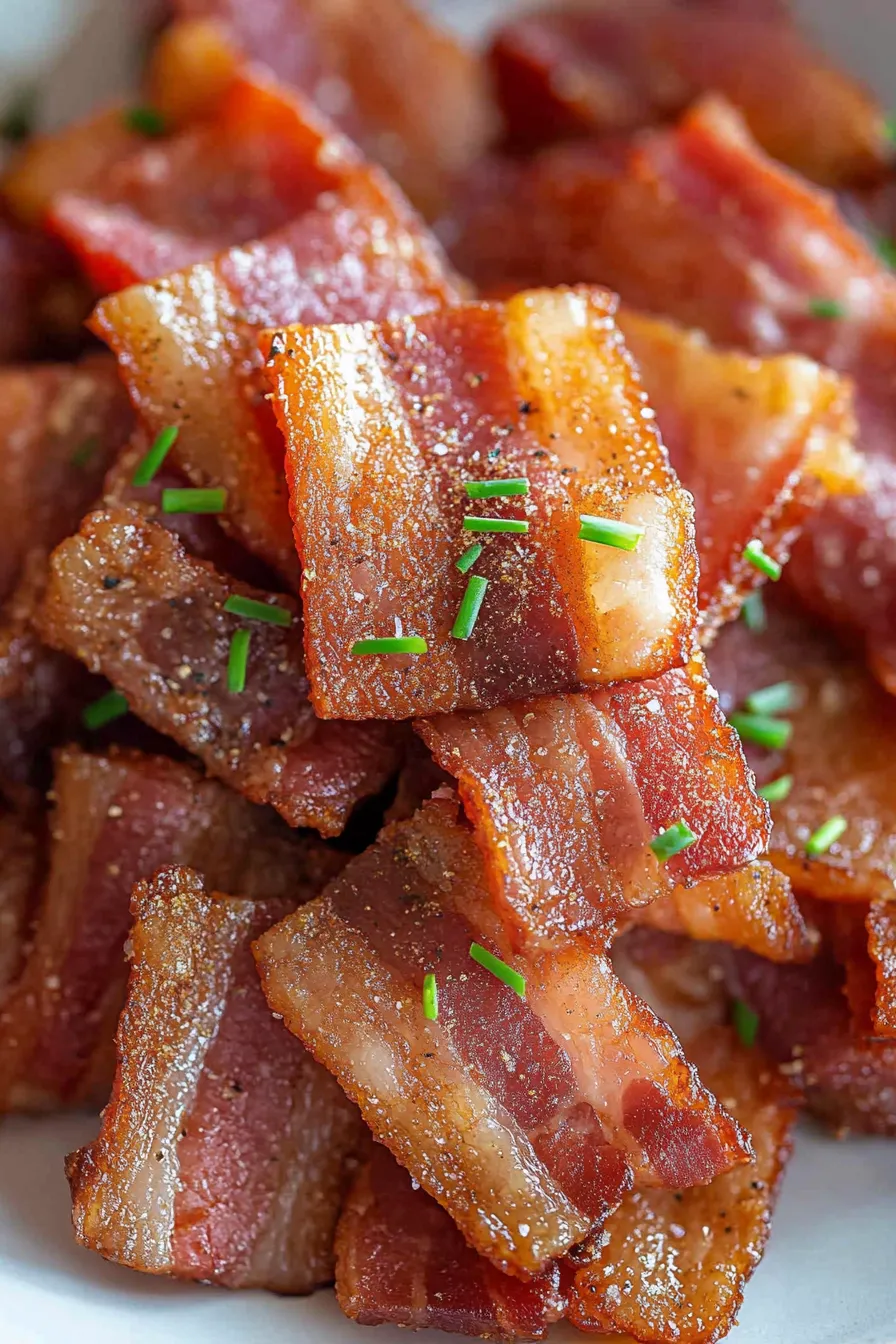 Bacon crackers with green toothpicks.