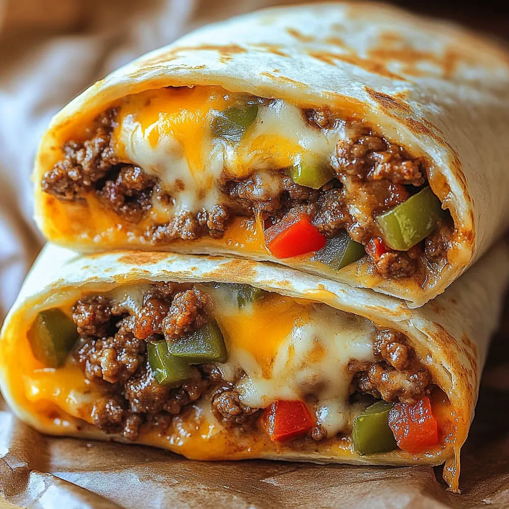 Two crispy cheeseburger wraps.