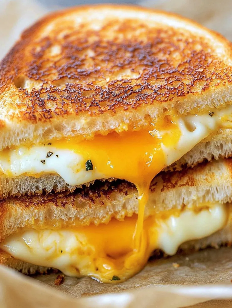 A grilled cheese sandwich with melted cheese and a slice of tomato.