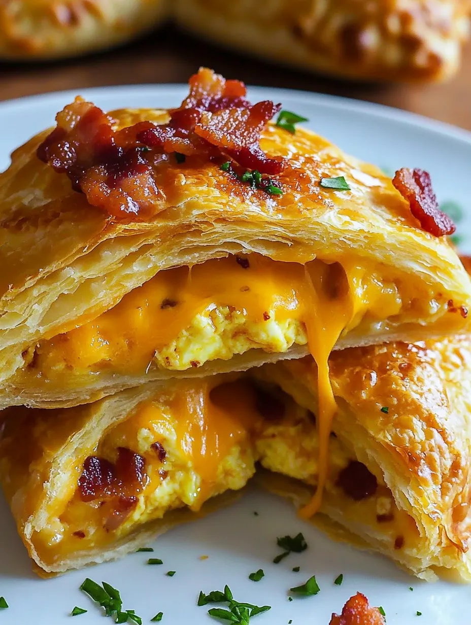 A breakfast hand pie with cheese and bacon.