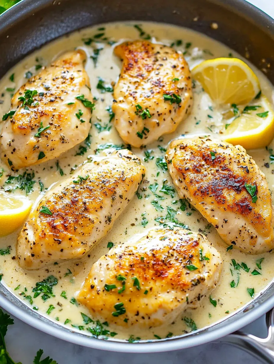 A skillet of garlic Parmesan chicken.