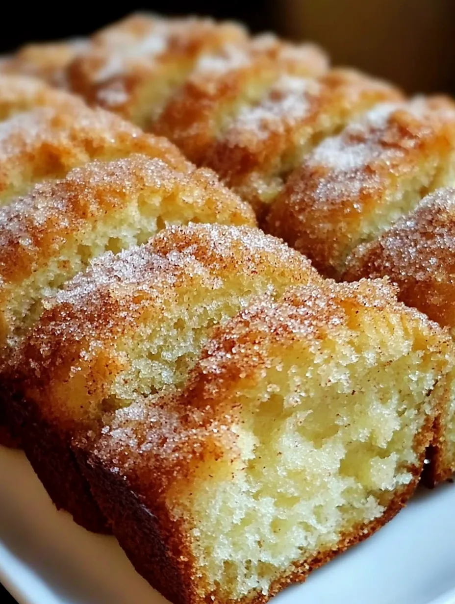 A cinnamon donut bread with sugar on top.
