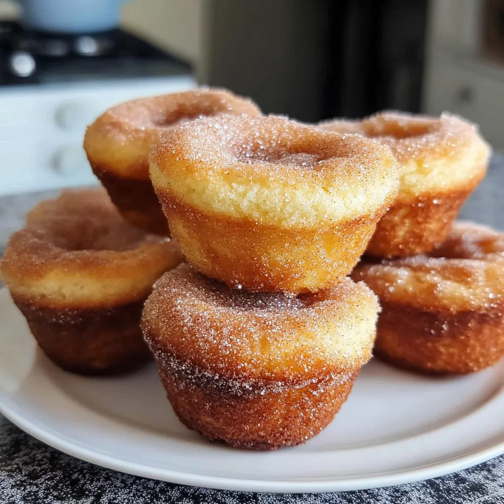 A plate of cinnamon sugar french toast muffins.