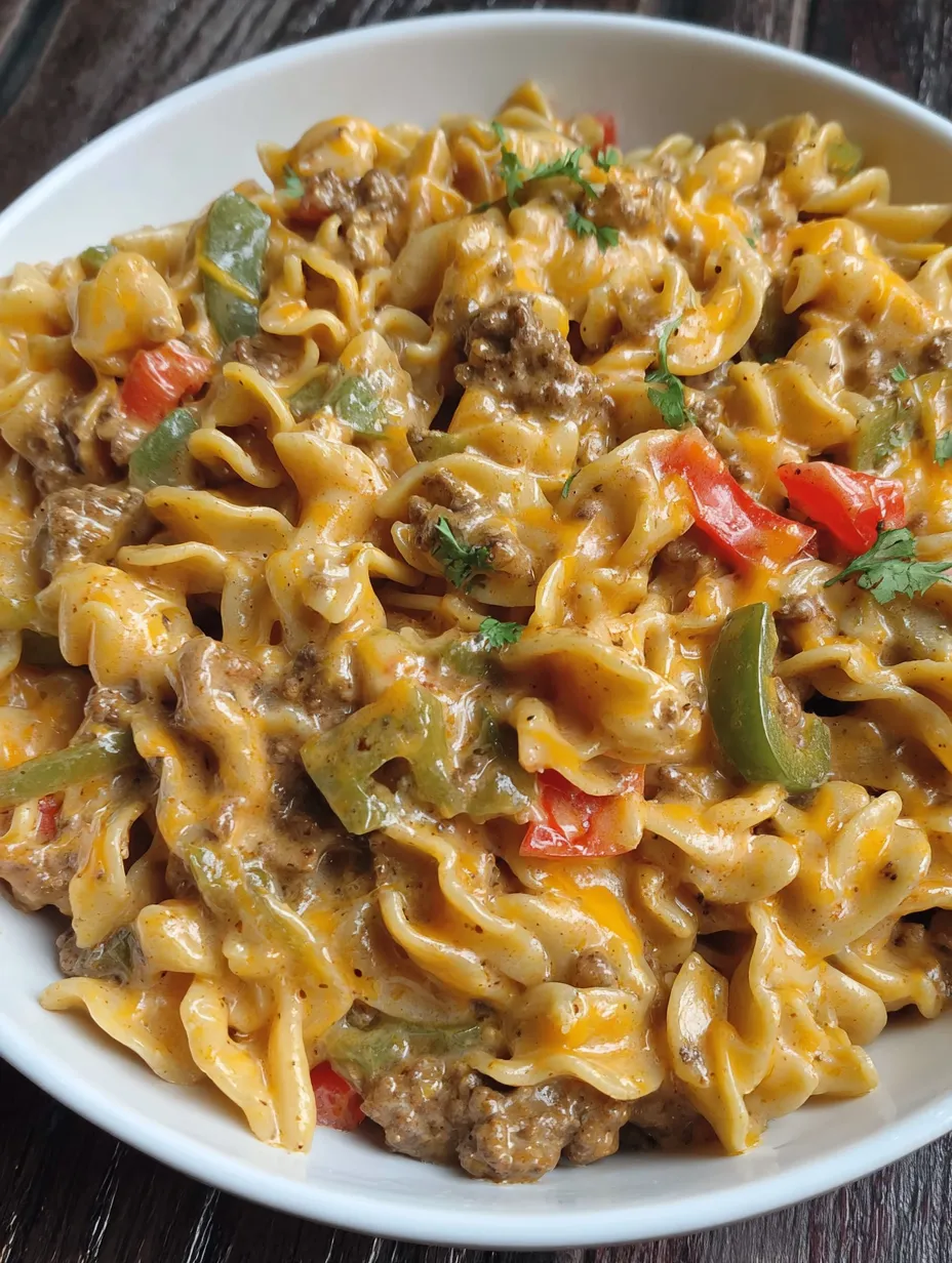 A bowl of cheesy southwest taco pasta.