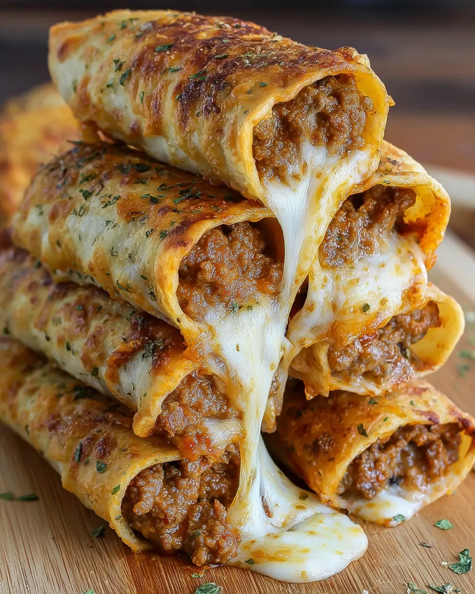 A stack of cheesy taco breadsticks.