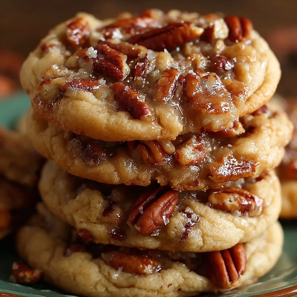 A stack of pecan pie cookies.