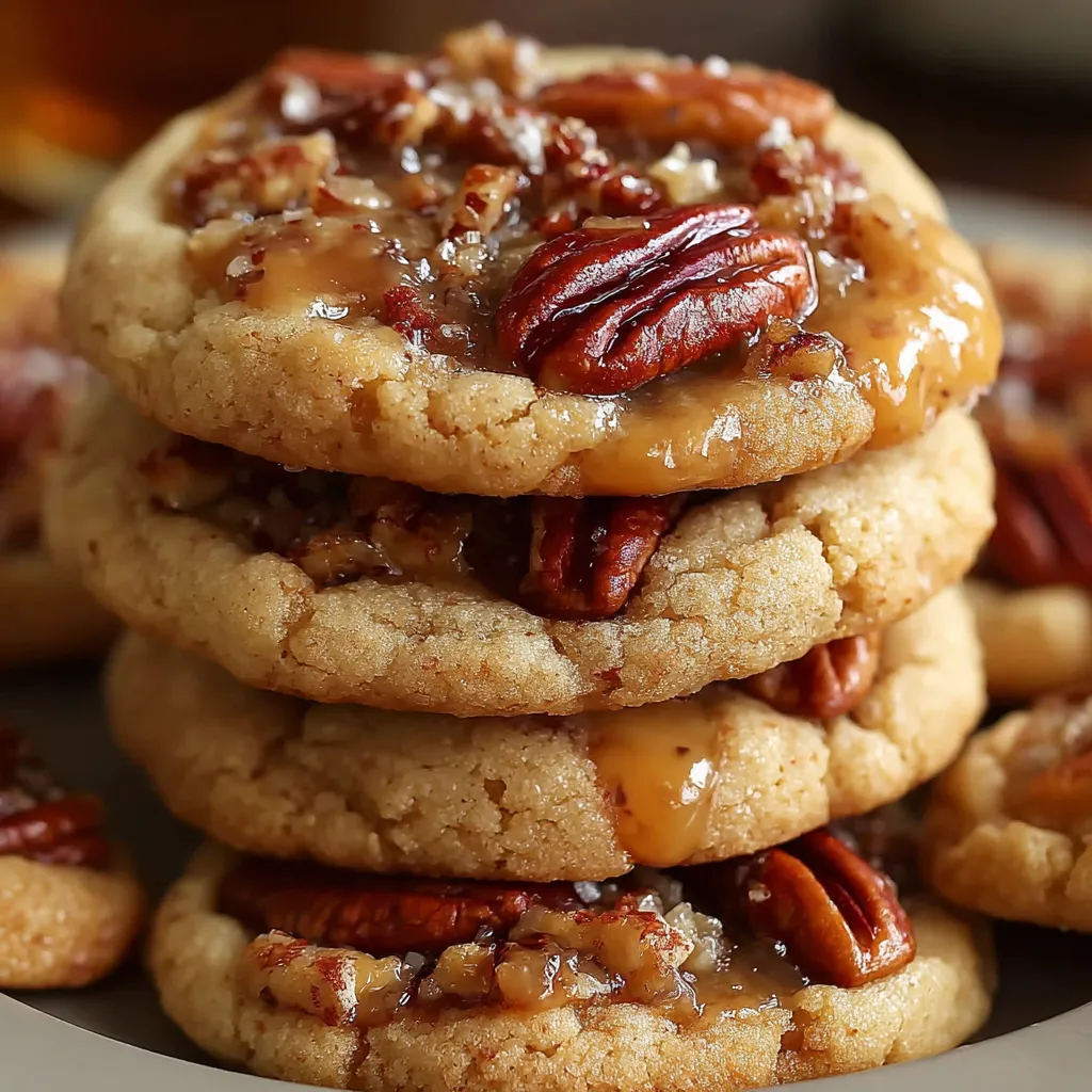 A stack of pecan pie cookies.