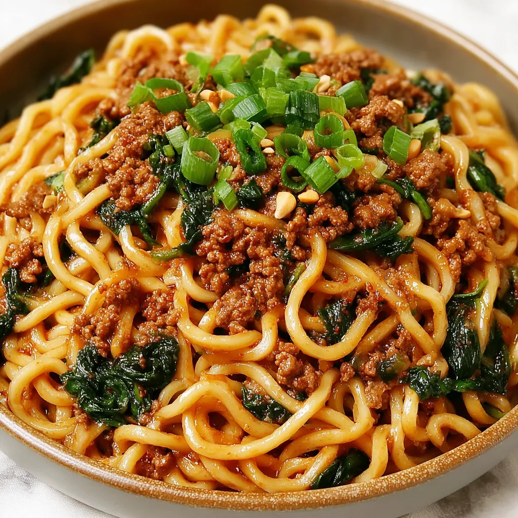A bowl of noodles with green vegetables and meat.