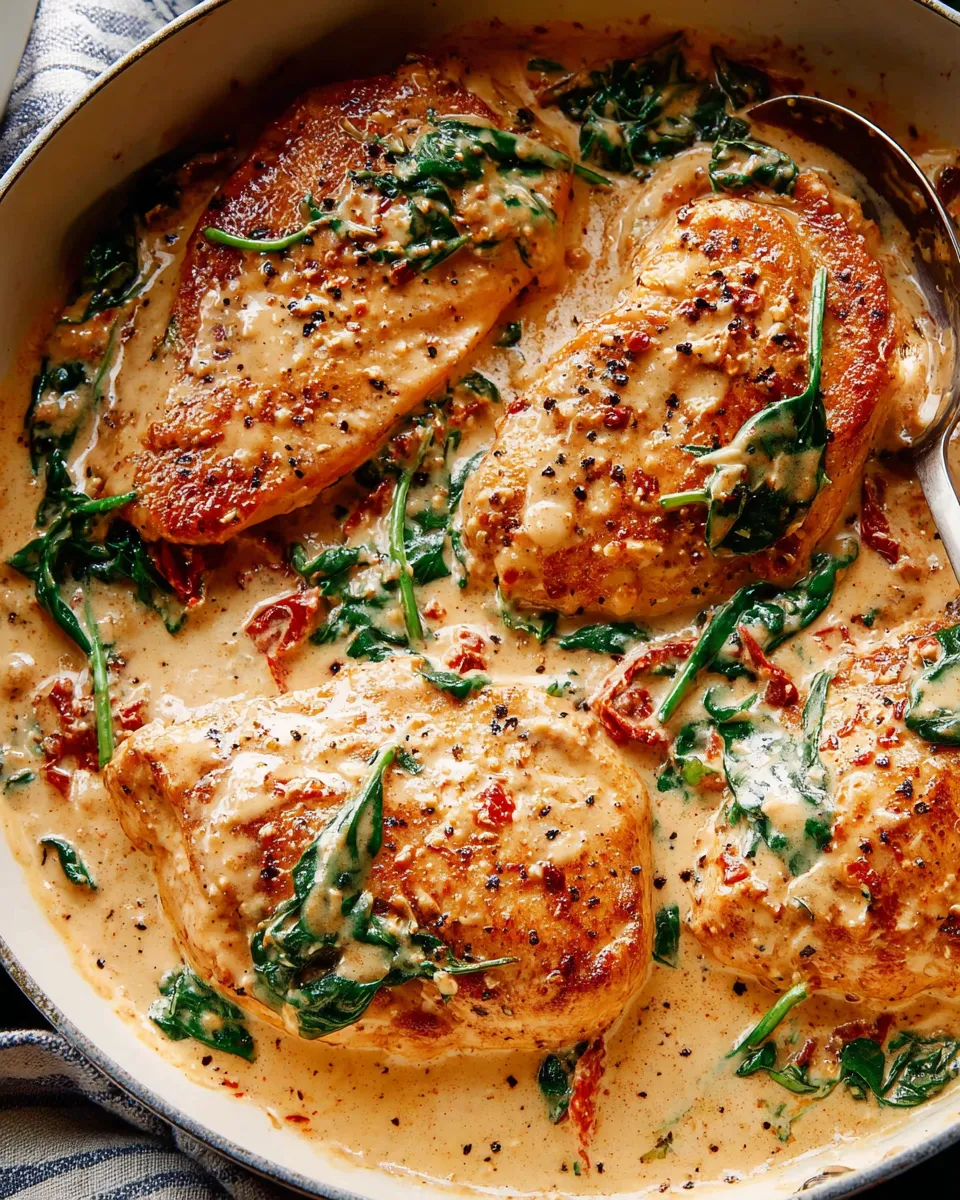 A dish of chicken covered in a creamy sauce.
