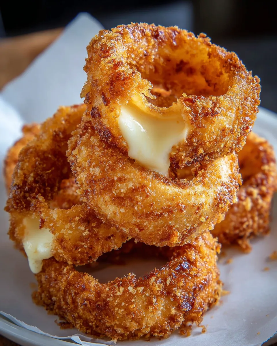 Cheesy onion rings mozzarella.