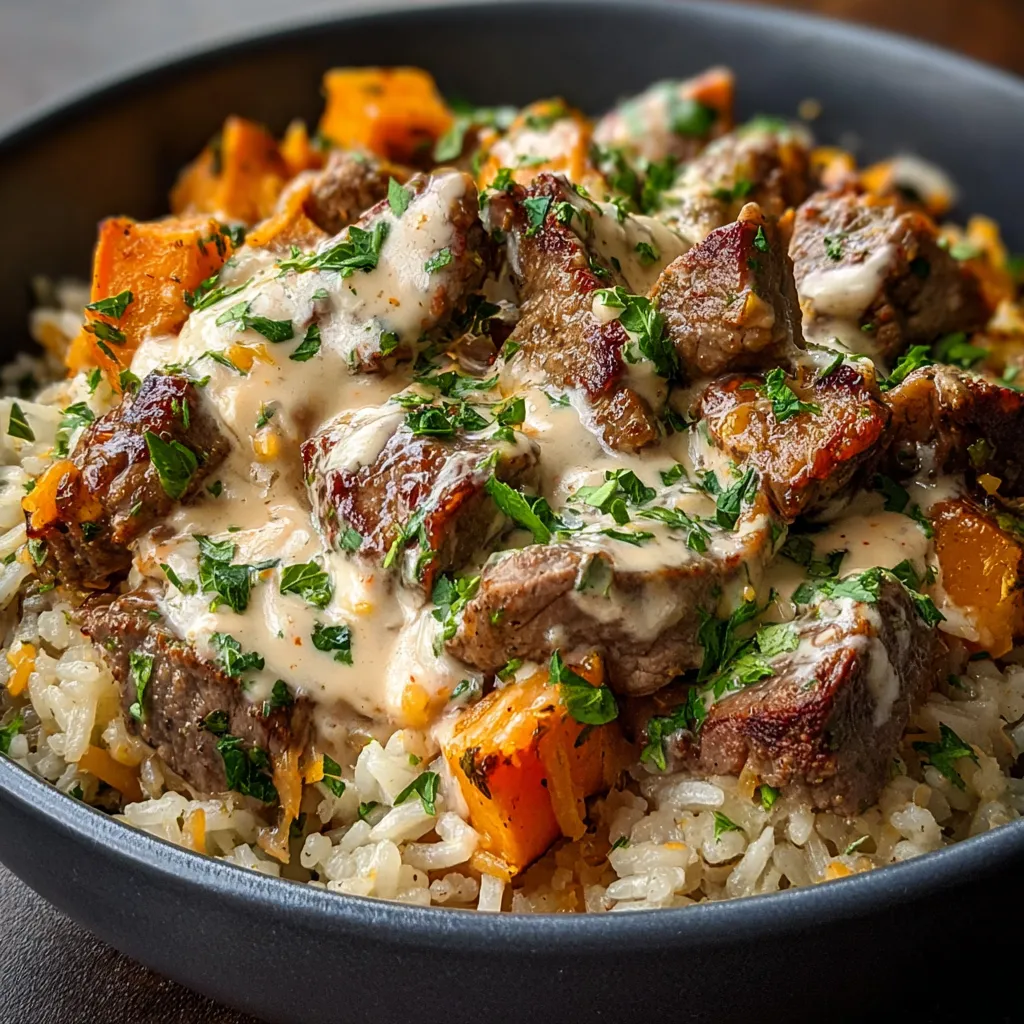 A bowl of rice with meat and cheese on top.