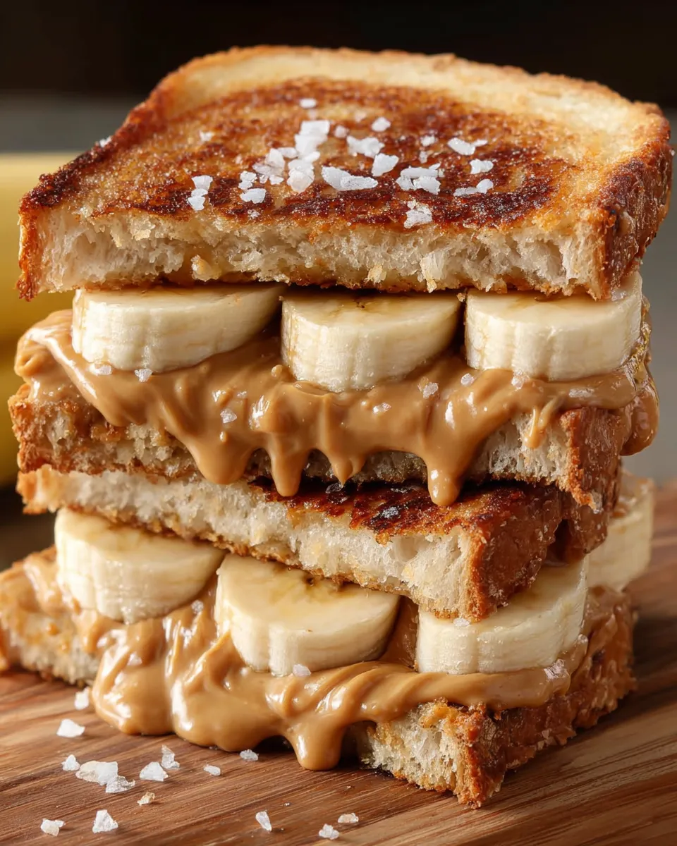 A grilled peanut butter banana sandwich.
