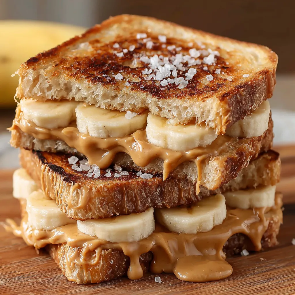A grilled peanut butter banana sandwich.