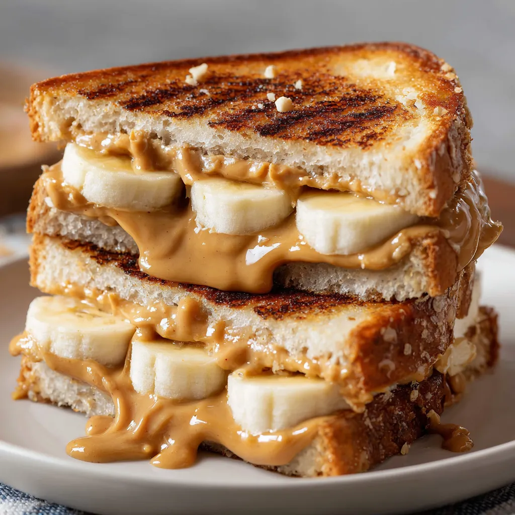 A grilled peanut butter banana sandwich.