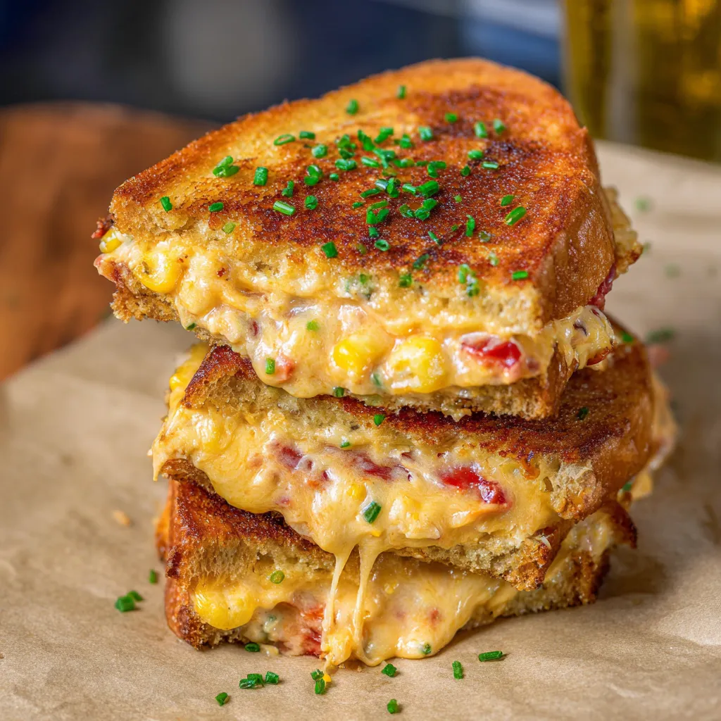 A grilled pimento cheese sandwich.