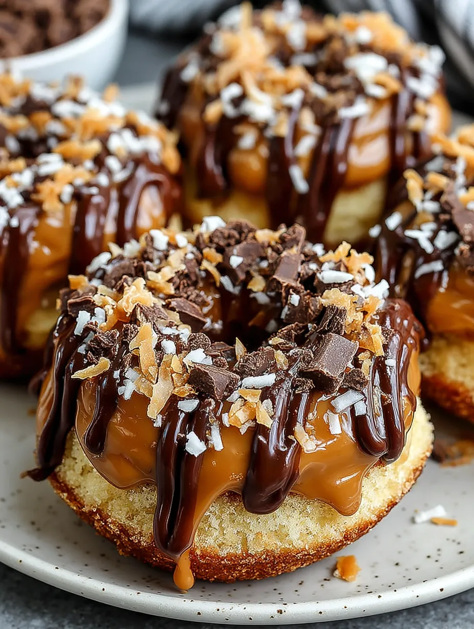 A close up of a chocolate covered donut with coconut sprinkles.