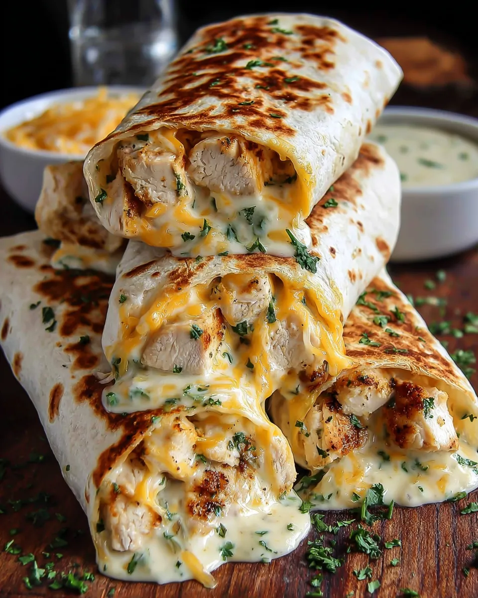 A plate of cheesy chicken garlic wraps.