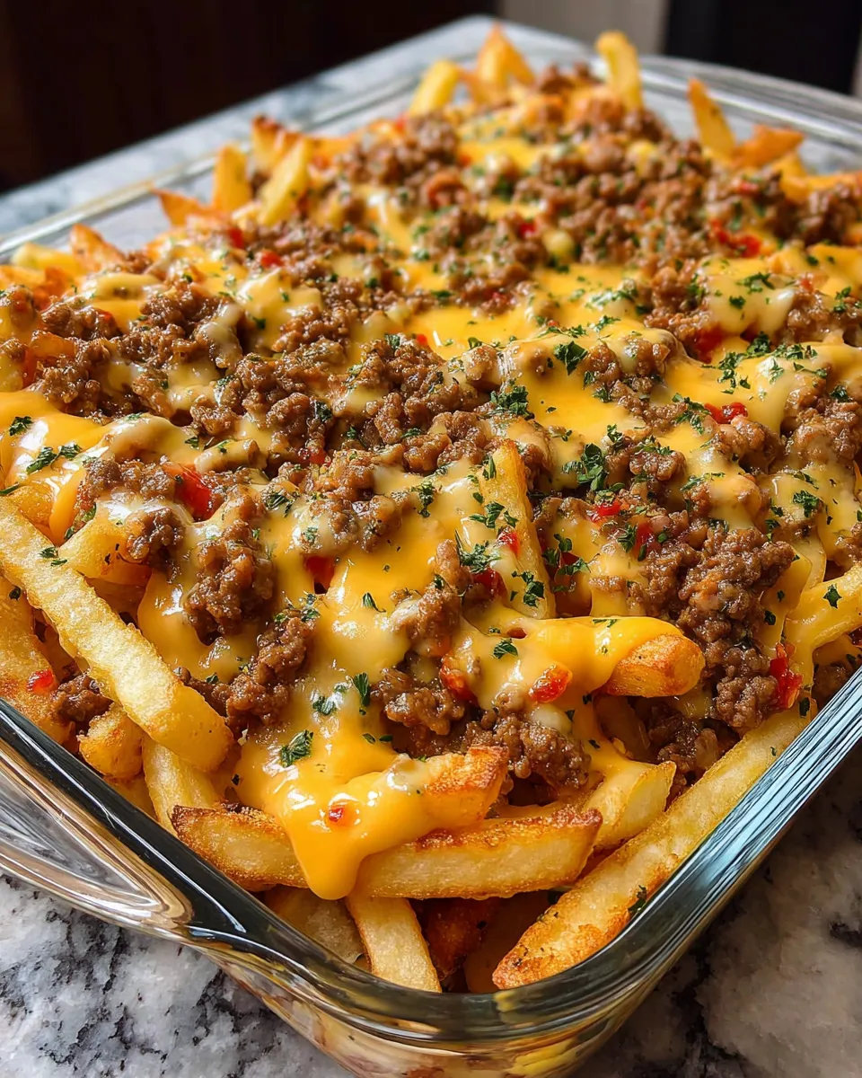 A cheeseburger french fry casserole.