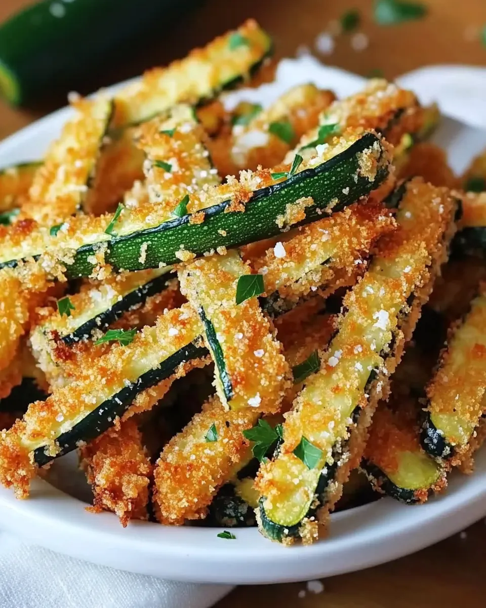 A plate of crispy parmesan garlic zucchini fries.