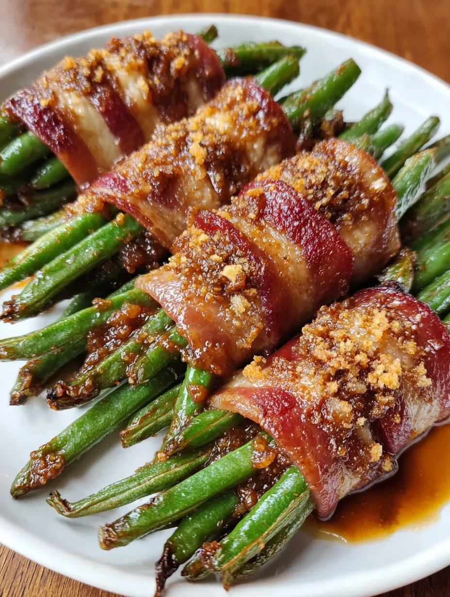 Green beans wrapped in bacon.