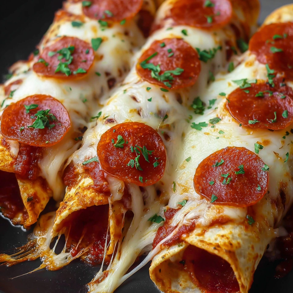 A plate of cheesy pepperoni pizza roll-ups.