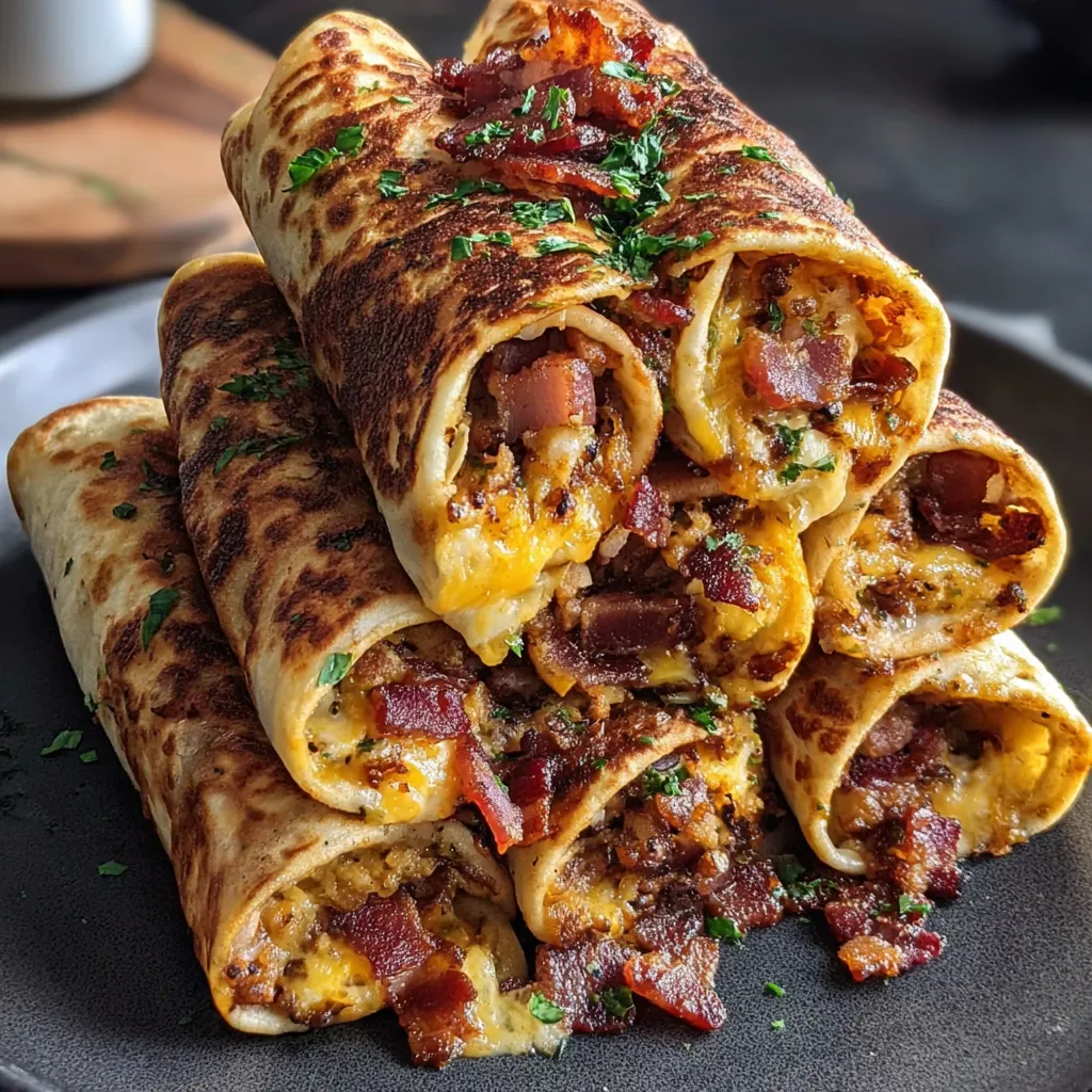Bacon wrapped around a piece of bread.