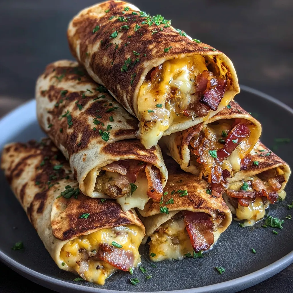 Bacon and cheese wrapped in a tortilla.