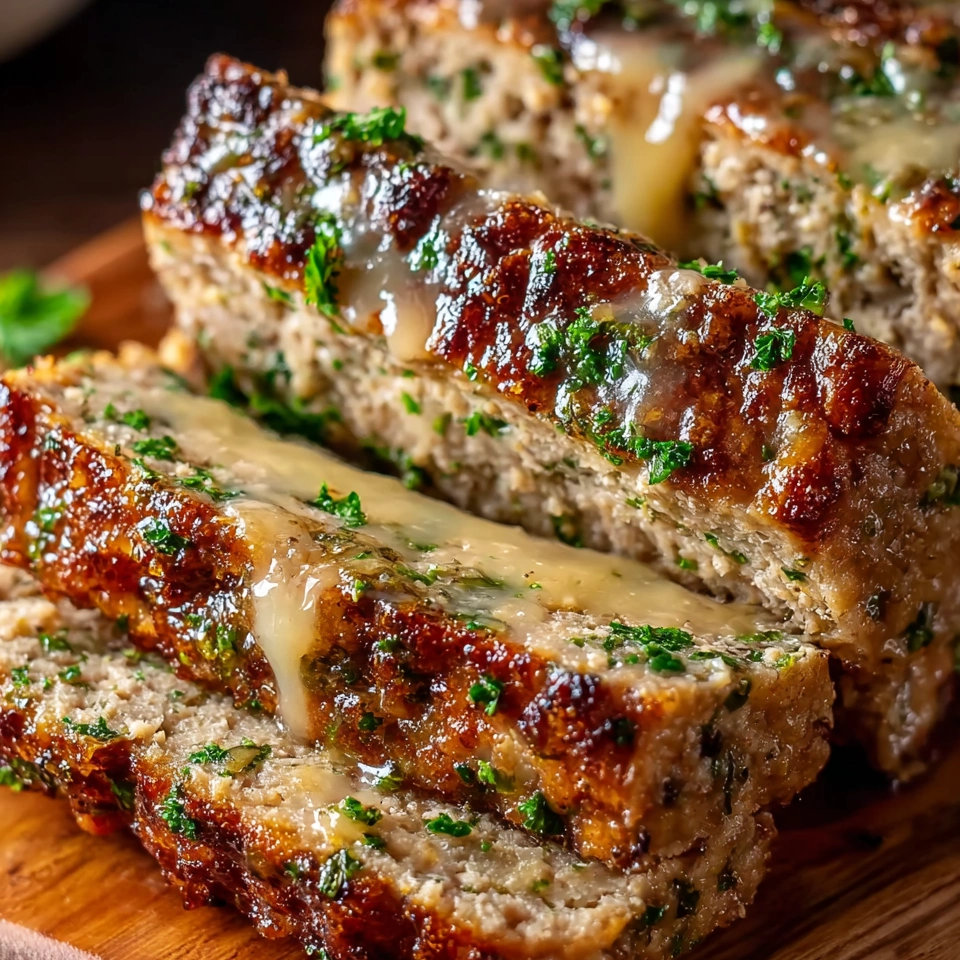 A piece of meatloaf with cheese on top.