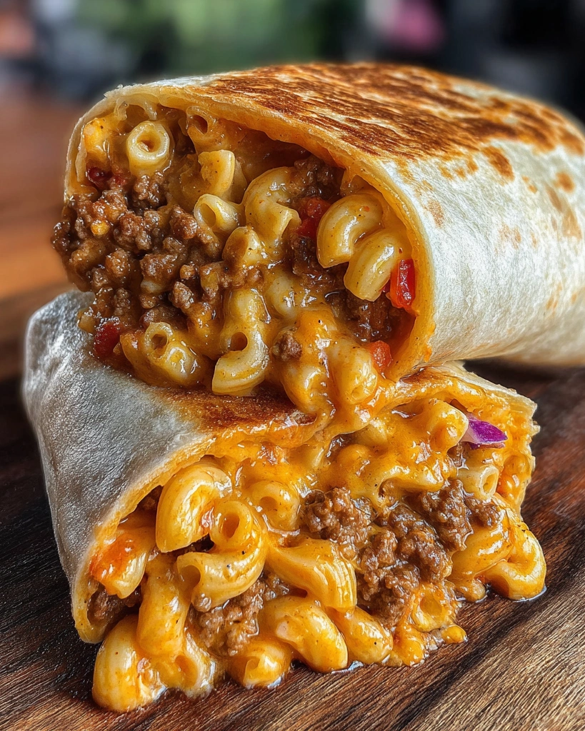 A sloppy joe mac cheese wrap.