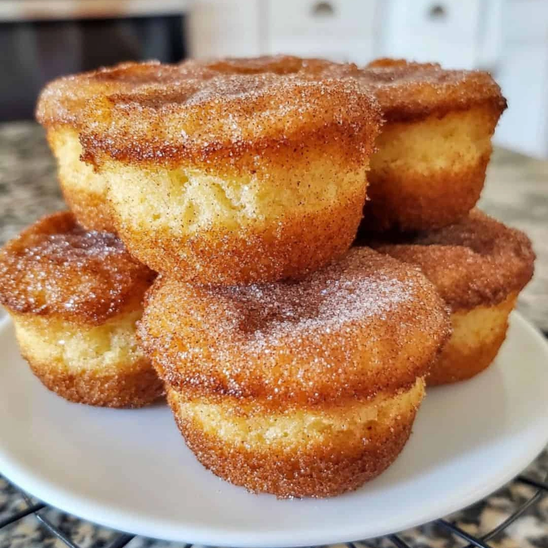 A stack of cinnamon sugar french toast muffins.