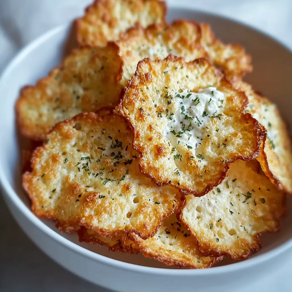 A bowl of crispy cottage cheese chips.