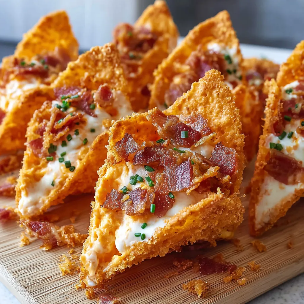 A plate of bacon and cream cheese stuffed Doritos.