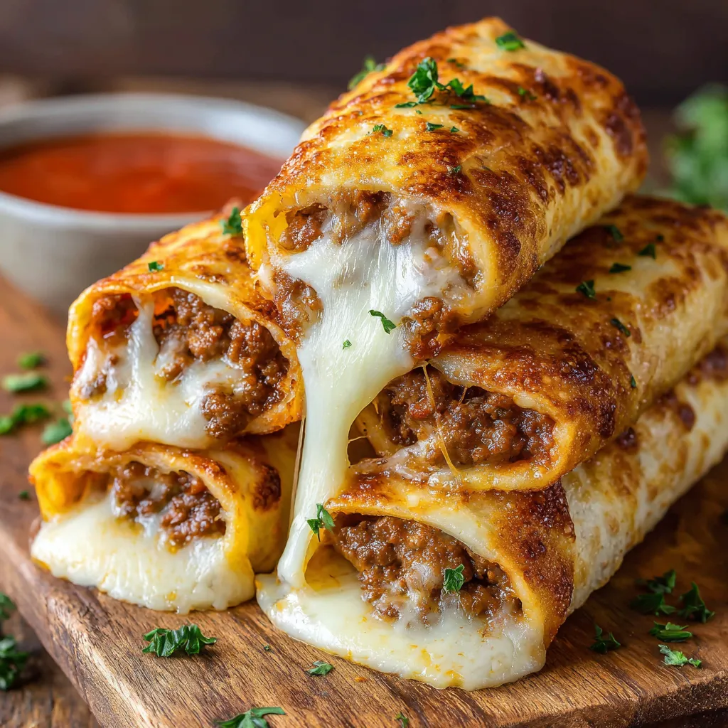 A stack of cheesy taco sticks on a wooden table.