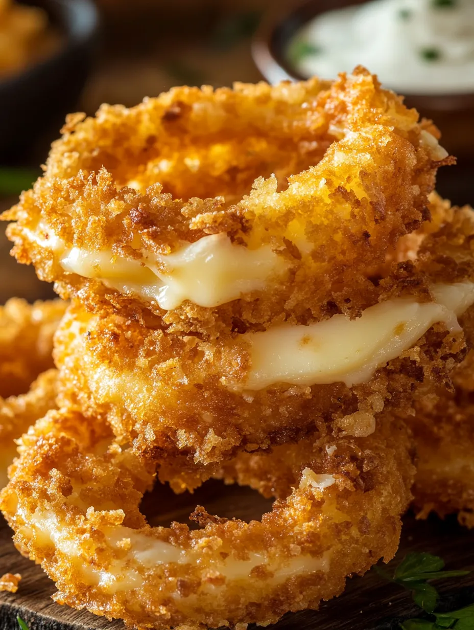 A stack of cheesy-crispy-onion-rings.