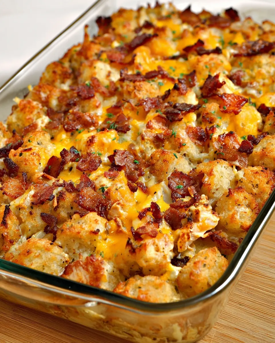 Cracked out chicken tater tot casserole.