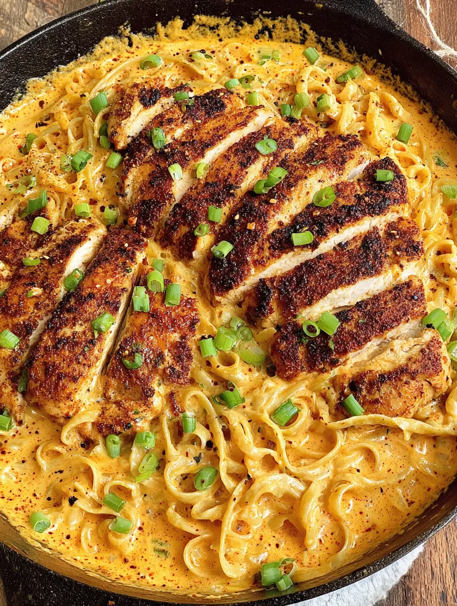 A close up of a dish with chicken and noodles.