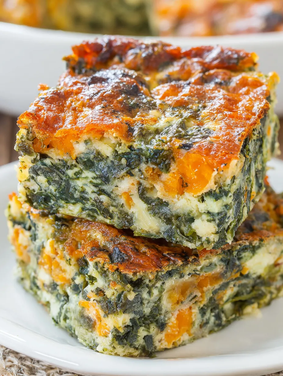 Bacon cheddar spinach squares.