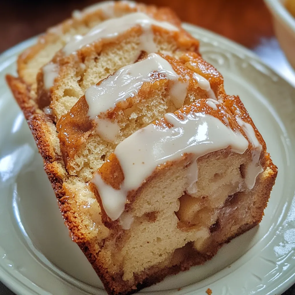 A slice of Amish apple fritter bread.