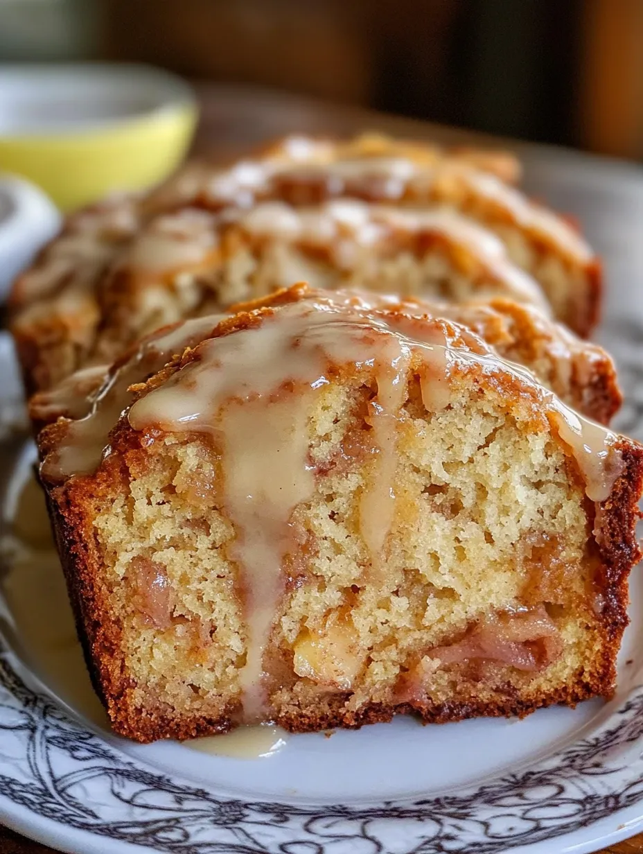 A slice of Amish apple fritter bread.
