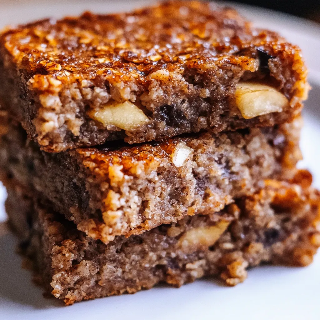 A stack of oatmeal apple cake slices.