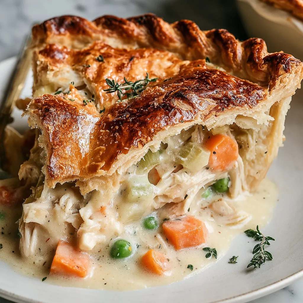 A close up of a chicken pot pie.