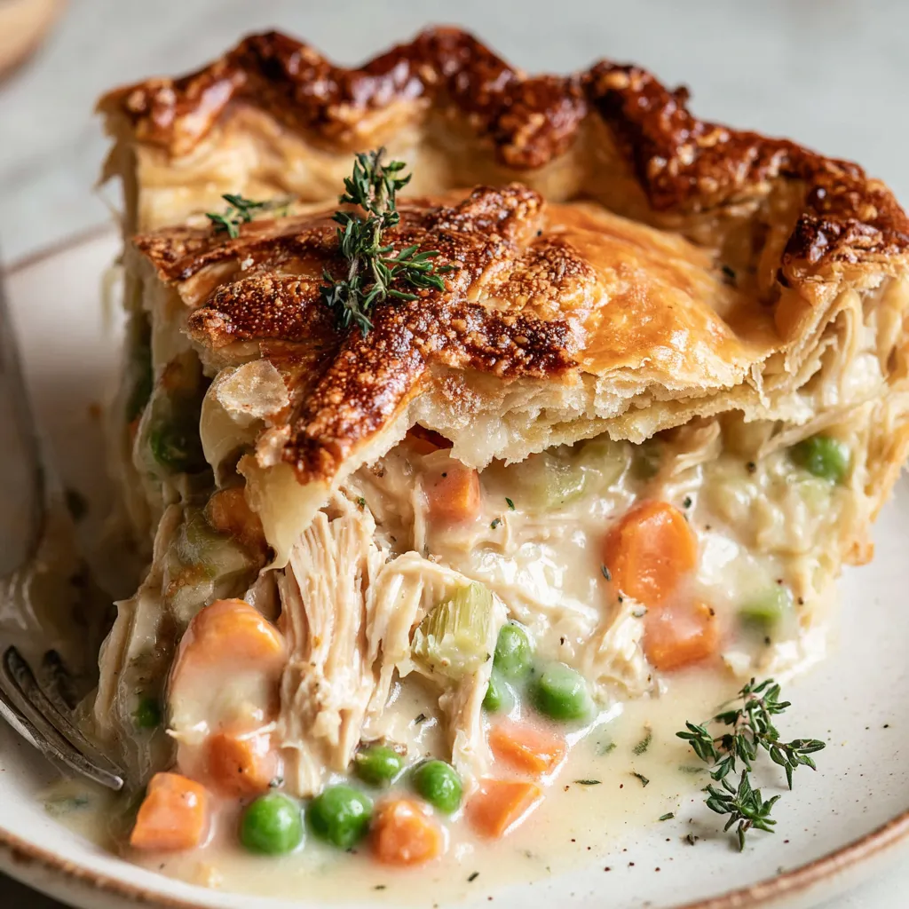 A close up of a chicken pot pie.