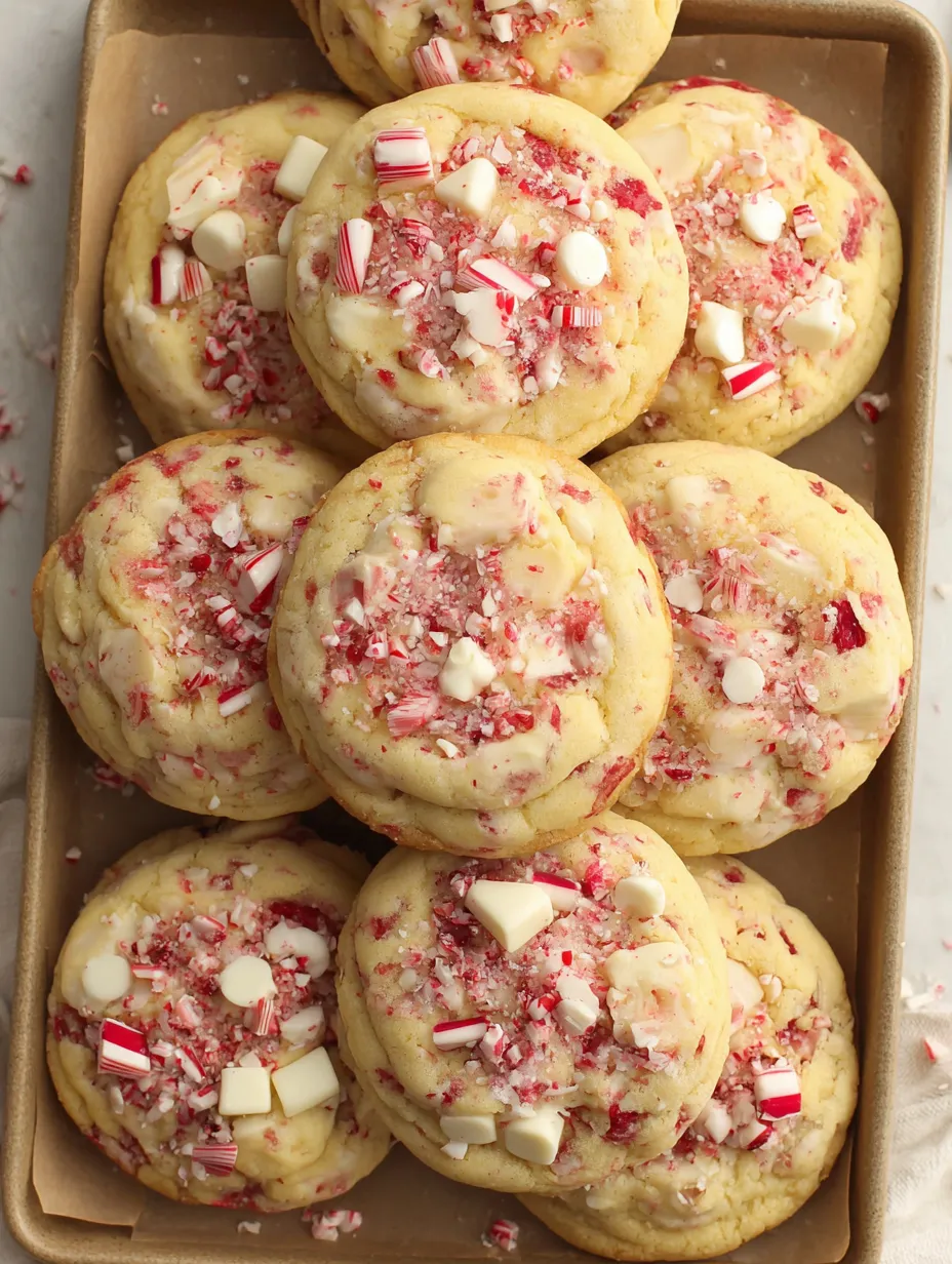 A box of white chocolate peppermint cheesecake cookies.