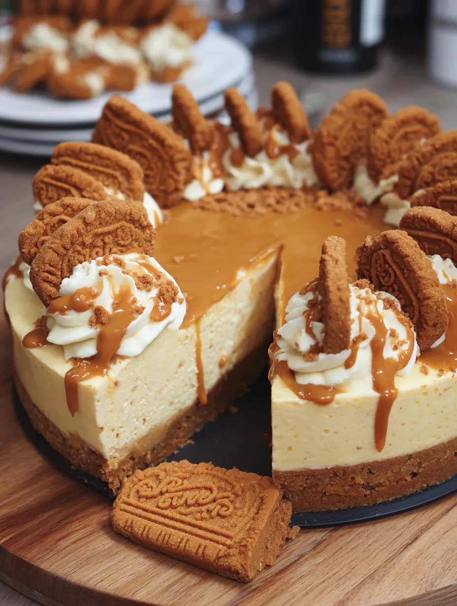 A slice of No-Bake-Biscoff-Cheesecake.