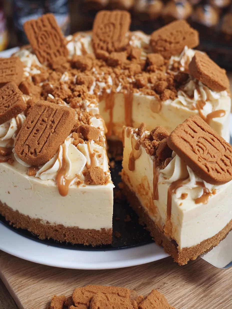 A slice of No-Bake-Biscoff-Cheesecake.
