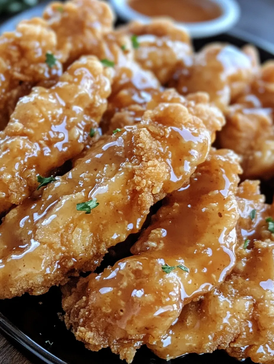 Hot honey chicken with sauce drizzled over it.