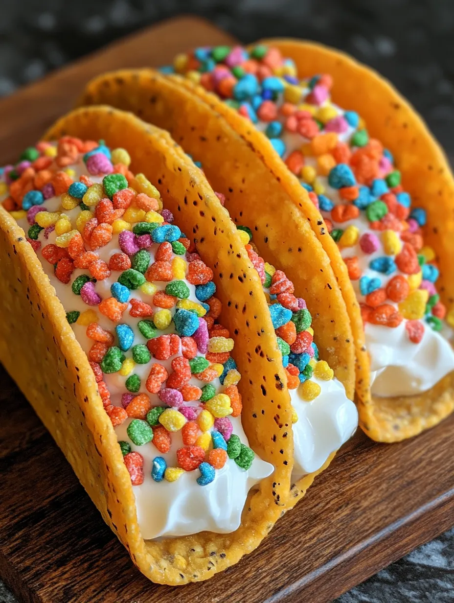 A taco with a white cream filling and colorful sprinkles on top.
