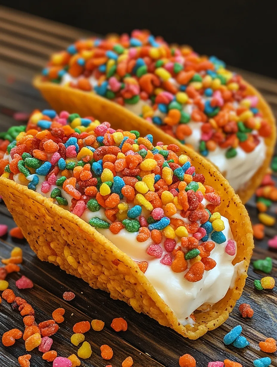 A taco with a white creamy filling and colorful sprinkles on top.